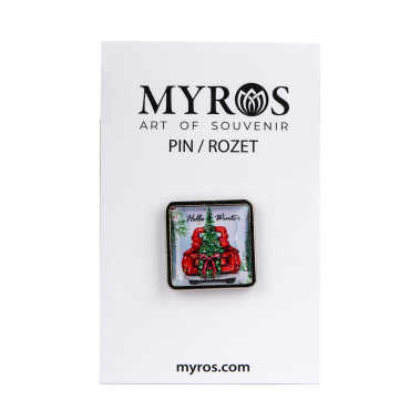 Christmas Themed Myros Metal Square Badge 18x18 mm - 4