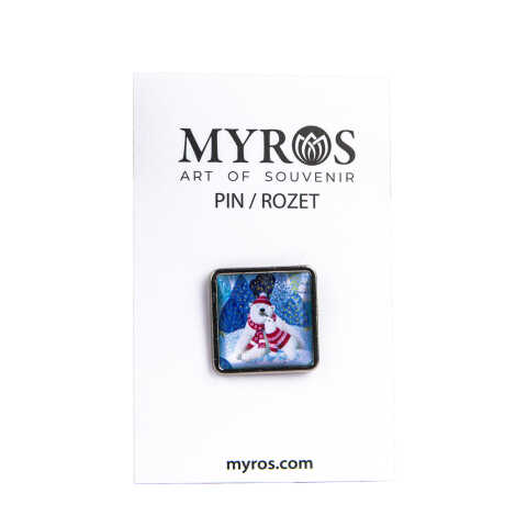 Christmas Themed Myros Metal Square Badge 18x18 mm - 5