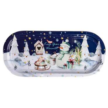 Christmas Themed Oval Tray 35x16 cm - Myros