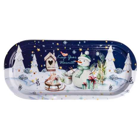 Christmas Themed Oval Tray 35x16 cm - 1