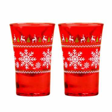Christmas Themed Painted Shot Glass Set of 2 - Myros
