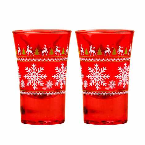 Christmas Themed Painted Shot Glass Set of 2 - 1
