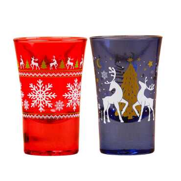 Christmas Themed Painted Shot Glass Set of 2 - 3