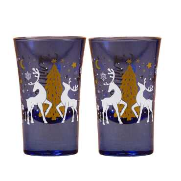 Christmas Themed Painted Shot Glass Set of 2 - 4