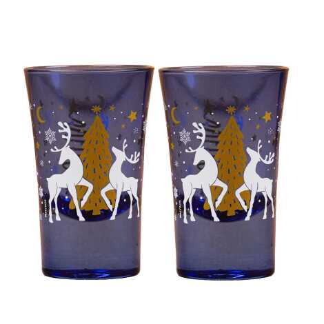 Christmas Themed Painted Shot Glass Set of 2 - 4