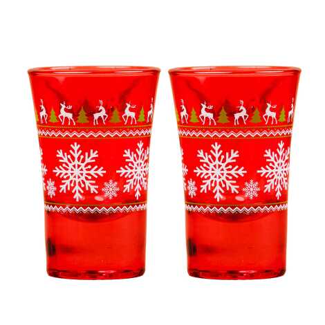 Christmas Themed Painted Shot Glass Set of 2 - 5