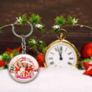 Myros - Christmas Themed Metal Round Keychain 40x100 mm