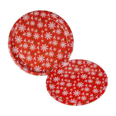 Christmas Themed Round Metal Tray 28 cm - 5