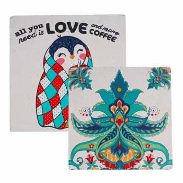 Christmas Themed Stone Coaster 100x100 mm - 2