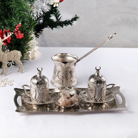 Christmas Themed Zamak Coffee Set with Tray