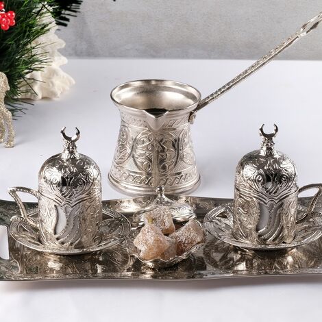 Christmas Themed Zamak Coffee Set with Tray