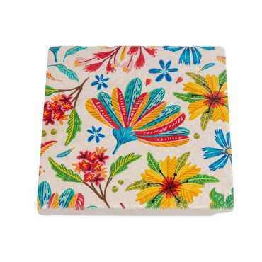 Floral Themed Stone Coaster 100x100 mm - Standart - 2