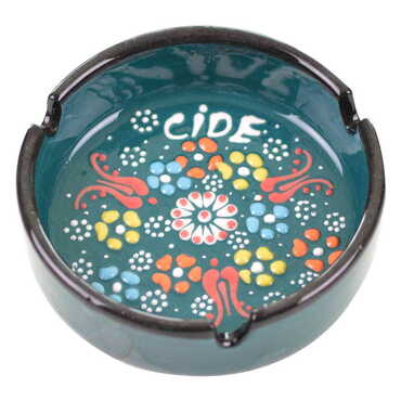 Cide Themed Turkish Ceramic Relief Ashtray Medium Size - Thumbnail