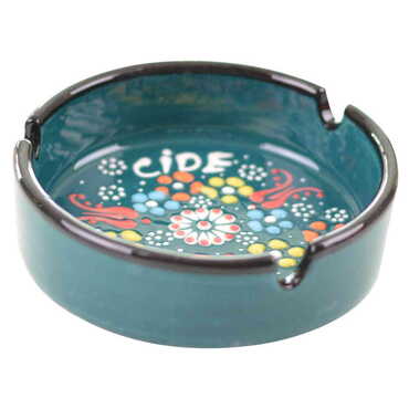 Cide Themed Turkish Ceramic Relief Ashtray Medium Size - Thumbnail