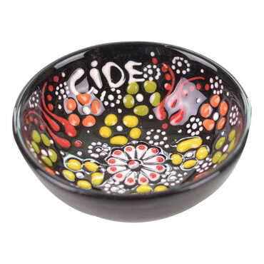 Cide Themed Turkish Ceramic Relief Bowl 8 cm - Thumbnail