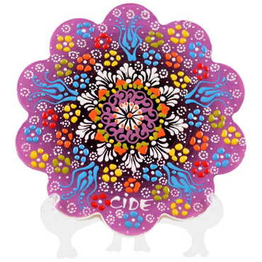 Cide Themed Turkish Ceramic Relief Trivet Big Size - Thumbnail