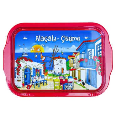 Alaçatı Mix Temalı Çift Yön Baskılı Tepsi 23*30 Cm