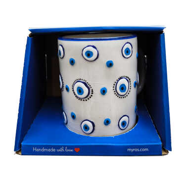 Embossed Ceramic Evil Eye Mug in Gift Box