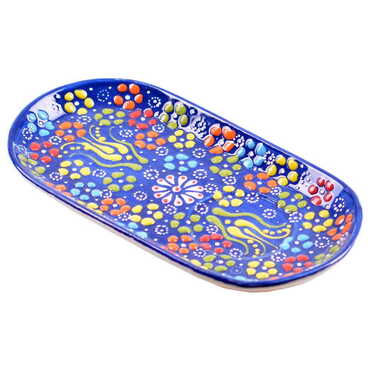 Myros - Çini Kabartma Oval Tepsi