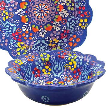Turkish Ceramic Relief Daisy Bowl 13 cm