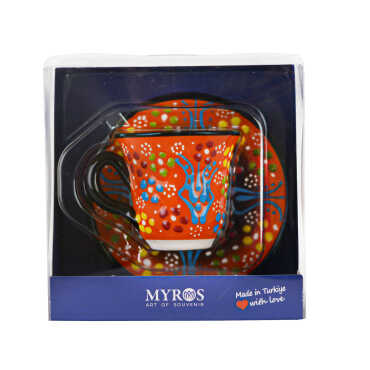 Çini Kabartma Tekli Kahve Fincanı - Myros