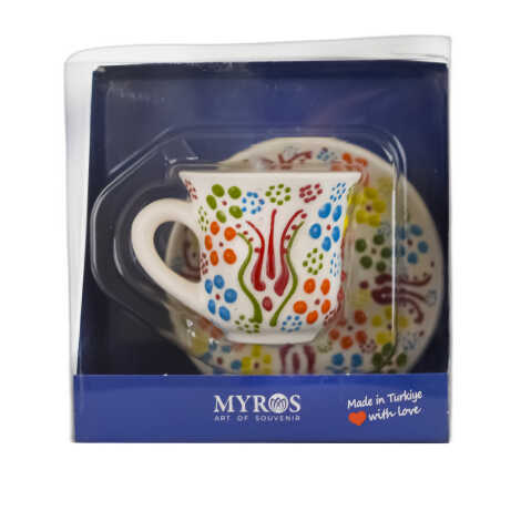 Çini Kabartma Tekli Kahve Fincanı - 6