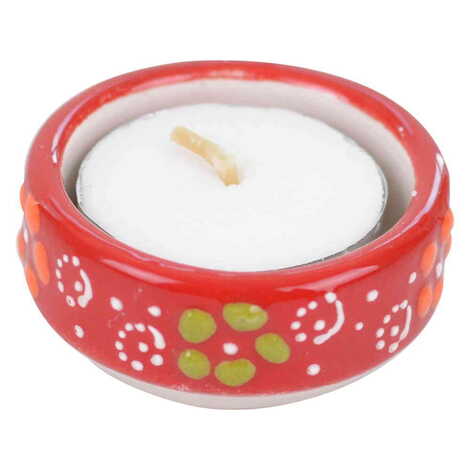 Toptan Çini Kabartma Üçlü Tealight Mumluk