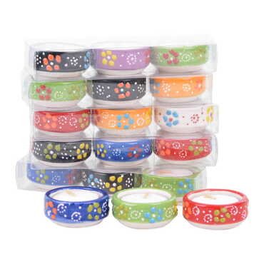 Turkish Ceramic Relief Tealight Holder Set of 3 pcs - Standart - 6