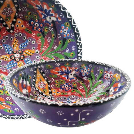 Çini Kazıma Kabartma Kase 16 cm