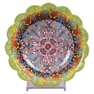 Turkish Ceramic Engraved Relief Daisy Bowl 20 cm