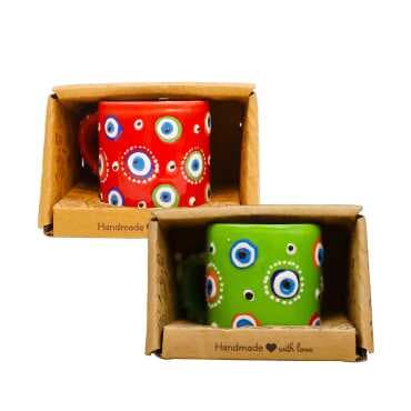 Boxed Small Ceramic Evil Eye Embossed Mug - 2