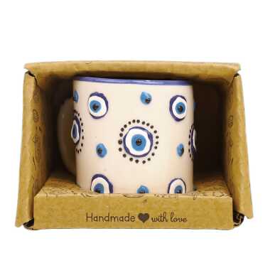 Boxed Small Ceramic Evil Eye Embossed Mug - 5