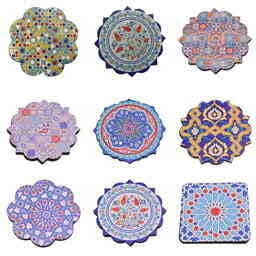 Tile Pattern Themed Wooden Customised Souvenir Coaster Set of 2 pcs 90 mm - 2