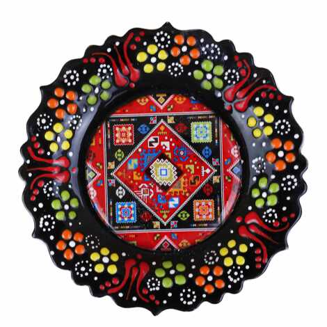 Çini Temalı Çini Myros Resim Tabak 12 cm - 1