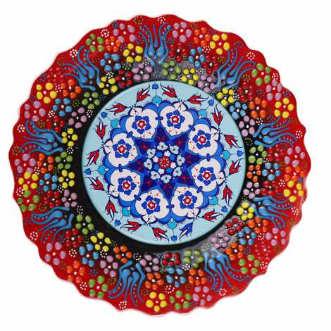 Çini Temalı Çini Myros Resim Tabak 25 cm - 1