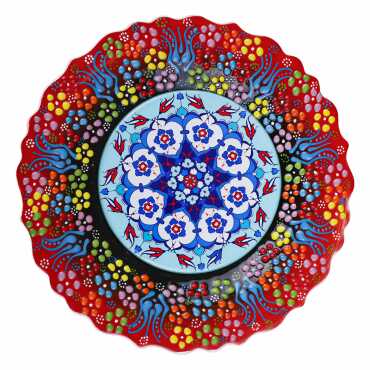 Çini Temalı Çini Myros Resim Tabak 25 cm - 4