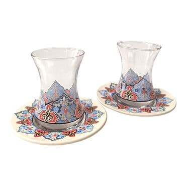 Tile Pattern Themed Dual Asena Tea Set - 3