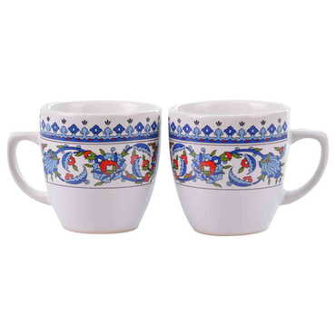 Toptan Çini Temalı Serami̇k 2 Li̇ Kahve Fi̇ncan Seti̇ - 4