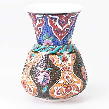 Myros - Çini Tezhip 15 cm Geniş Vazo
