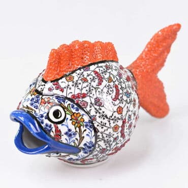 Turkish Ceramics Tezhip Big Size Turtle Fish Figurine - Standart - 4
