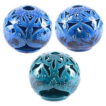 Turkish Ceramic Engraved Candle Holder Big Size - 4