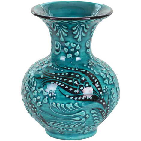 Turkish Ceramic Turquoise Vase 10 Cm - 1
