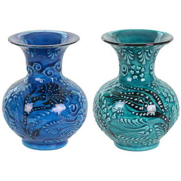 Turkish Ceramic Turquoise Vase 10 Cm - 2