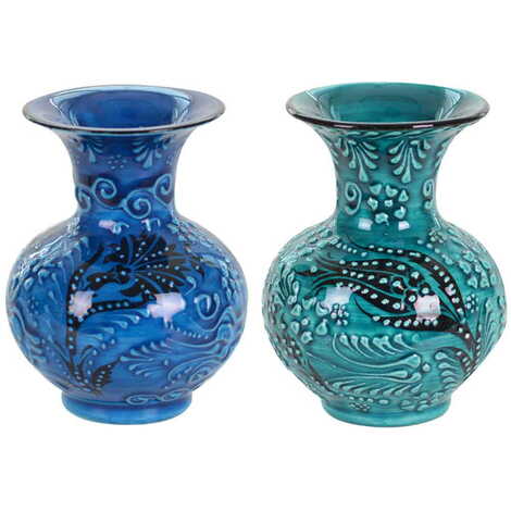 Turkish Ceramic Turquoise Vase 10 Cm - 2