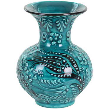 Turkish Ceramic Turquoise Vase 10 Cm - 3