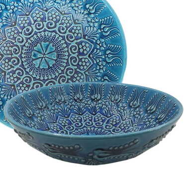 Turkish Ceramic Turquoise Bowl 20 Cm