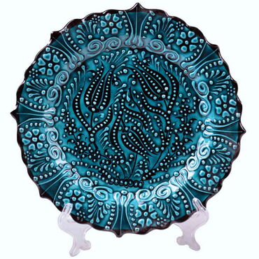Turkish Ceramic Turquoise Plate 18 Cm - 7