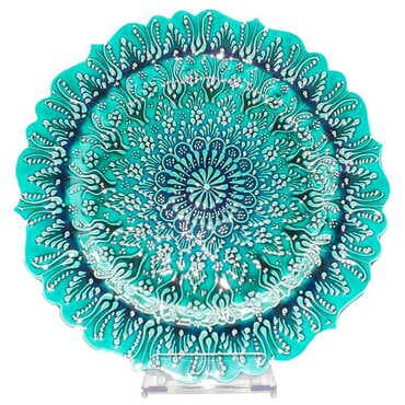 Turkish Ceramic Turquoise Plate 30 Cm - 3