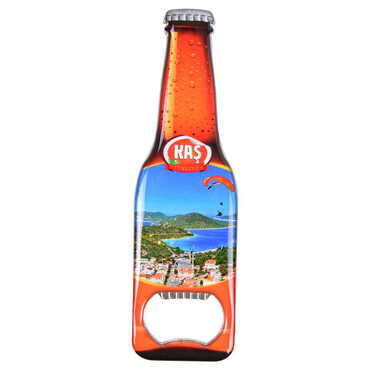 Myros - City Themed Beer Bottle Shaped Metal Magnetic Bottle Opener 130x39 mm