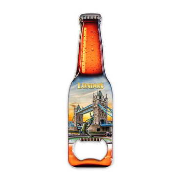 City Themed Beer Bottle Shaped Metal Magnetic Bottle Opener 130x39 mm - Thumbnail